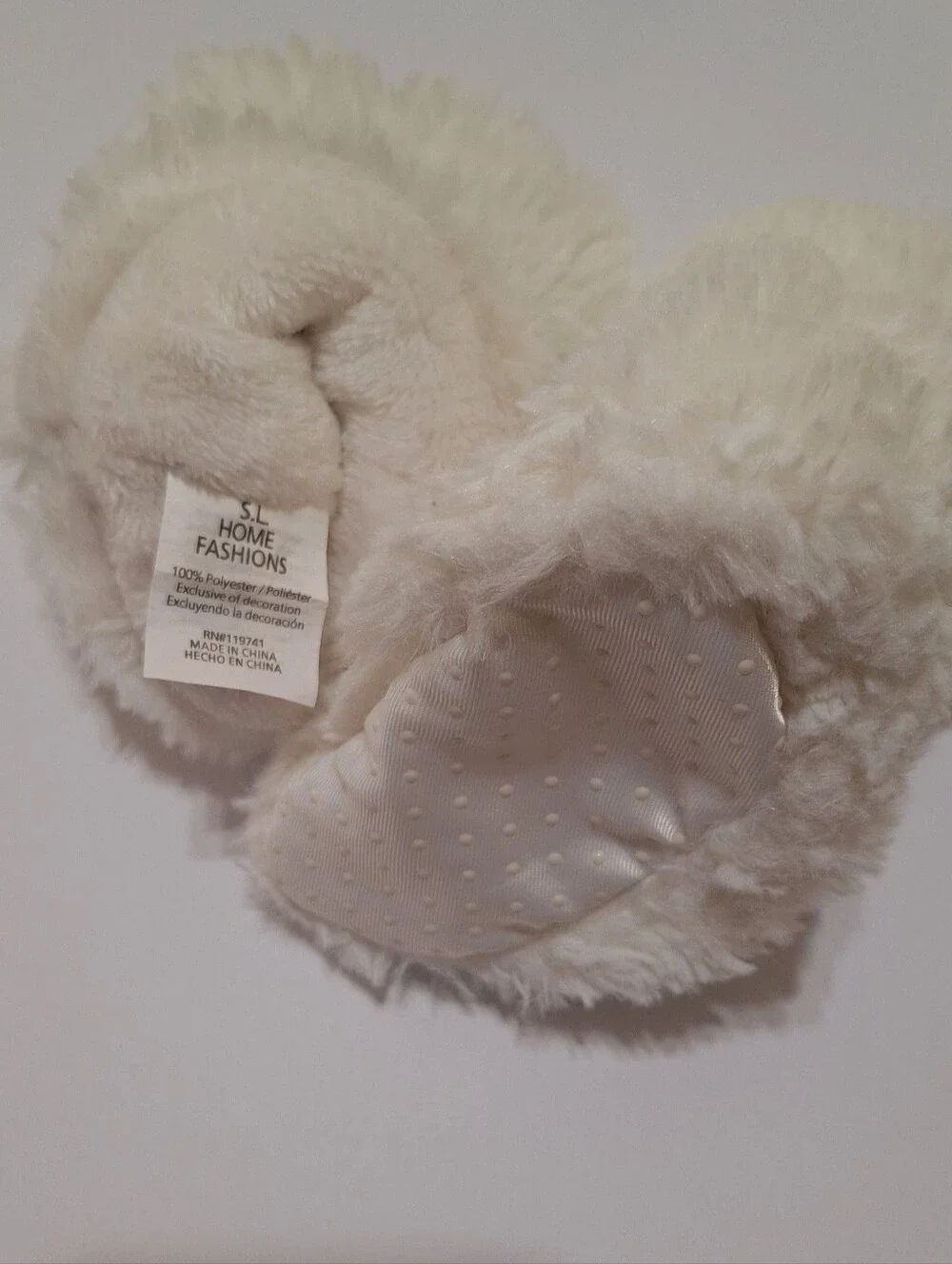 S.L. Fashions Plush Cream Bear Hat w/two Pom Ears And Plush Booties Baby Size OS